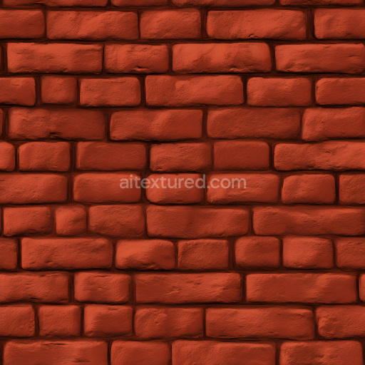 Seamless 3D PBR Texture of Cracked Red Brick Wall with Rough Surface