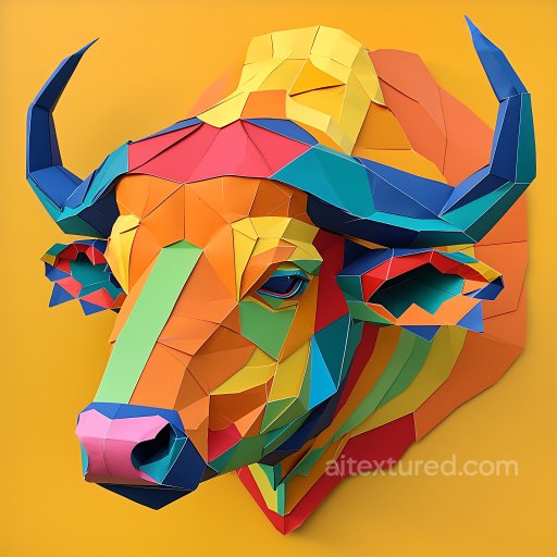 Animal - Seamless 3D PBR Texture of Origami-Style Multicolor Bull Head texture preview
