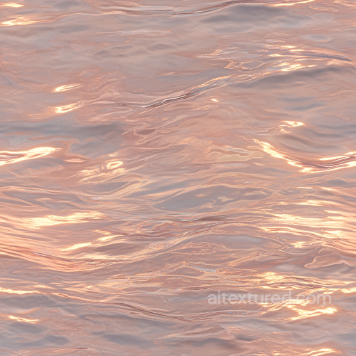 Water Texture Featuring Soft Sunset-Colored Reflective Waves seamless Water PBR texture