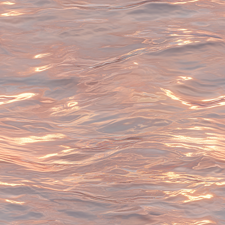 Water Featuring Soft Sunset-Colored Reflective Waves seamless PBR texture preview