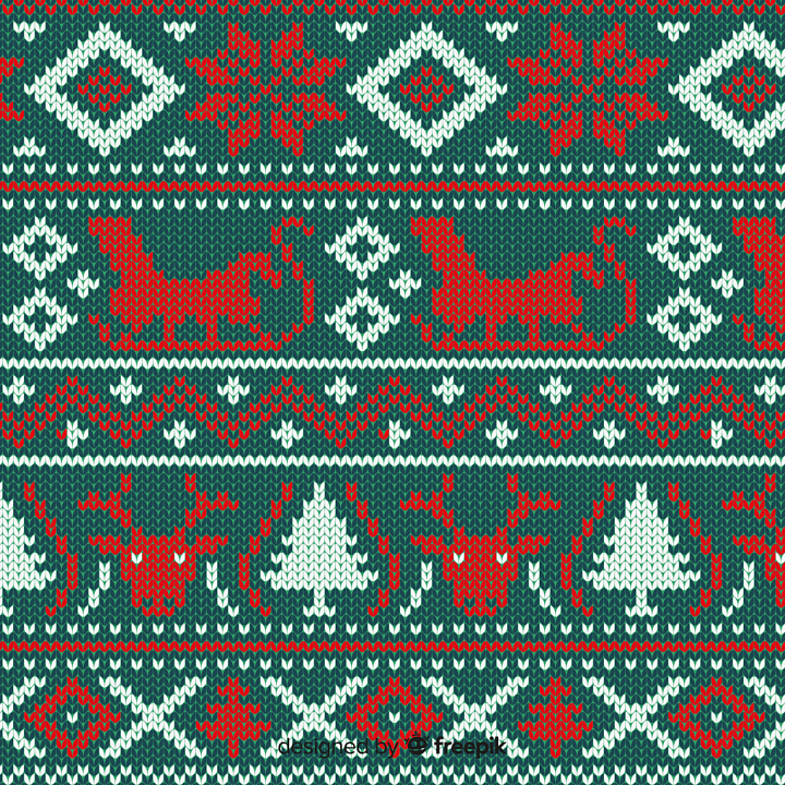 Christmas Knit Fabric with Deer and Tree Motifs seamless PBR texture preview