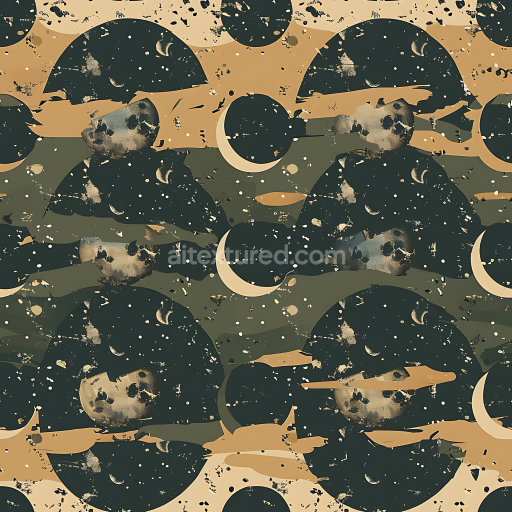 Seamless 3D Stylized Desert Space Camouflage PBR Texture with Celestial Patterns