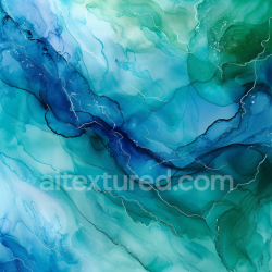 seamless Seamless 3D Alcohol Ink PBR Texture with Teal and Blue Fluid Waves and Delicate Veining texture 8k free download PBR
