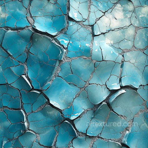 Cracked & Holes PBR Texture of Glossy Blue Ceramic Shards seamless Cracked & Holes PBR texture