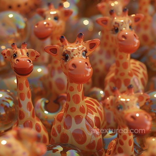 Inflated PBR Texture Featuring Glossy Vinyl Giraffe Pattern seamless Inflated PBR texture