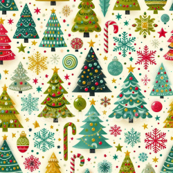 seamless Seamless 3D PBR Texture of Colorful Christmas Trees and Festive Ornaments texture 8k free download PBR