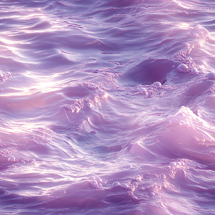Water of Stylized Lavender Ocean Surface with Soft Foamy Waves seamless PBR texture preview