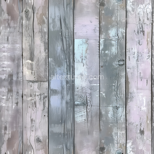 Seamless 3D Weathered Painted Wood Planks PBR Texture with Faded Pastels and Cracked Finish