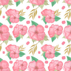 seamless Seamless 3D PBR Texture of Hand-Painted Pink Flowers with Green Leaves texture 8k free download PBR