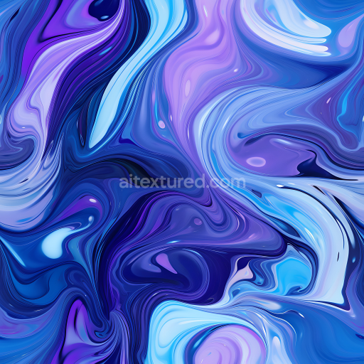 Seamless 3D Blue and Purple Marble Swirls PBR Texture with Glossy Fluid Veins