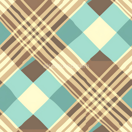 Seamless 3D PBR Plaid Texture Featuring Beige and Cyan Square Pattern
