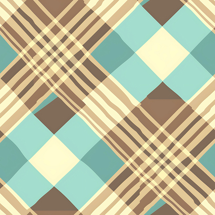 Plaid Featuring Beige and Cyan Square Pattern seamless PBR texture preview