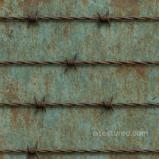 Barbed Wire Fence With Oxidized Metal And Weathered Paint Details seamless Fences PBR texture