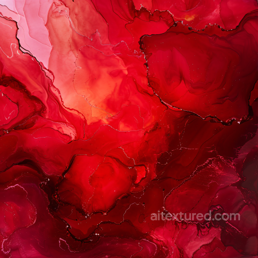 Alcohol Ink PBR Texture with Deep Red Marbling and Fluid Ink Flow seamless Alcohol ink PBR texture