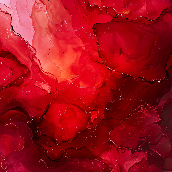 Alcohol Ink with Deep Red Marbling and Fluid Ink Flow seamless PBR texture preview