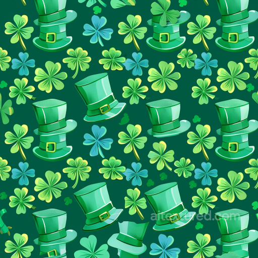 Digital Paper Texture Featuring Green St Patrick Hats and Shamrocks seamless St patrick digital paper bundle PBR texture