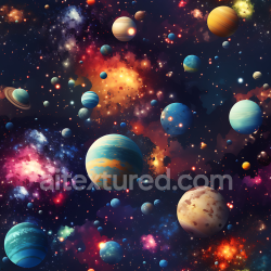 seamless Seamless 3D Space PBR Texture Featuring Galactic Planets and Vibrant Nebula Clouds texture 8k free download PBR