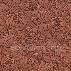 seamless Seamless 3D Embossed Floral Brown Leather PBR Texture with Detailed Rose Pattern texture 8k free download PBR