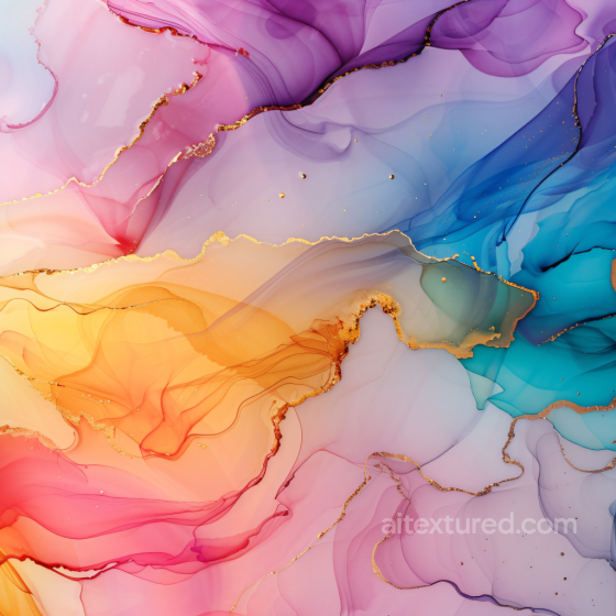 Alcohol Ink PBR Texture with Vibrant Multicolor Fluid Waves and Gold Veins Alcohol ink texture preview
