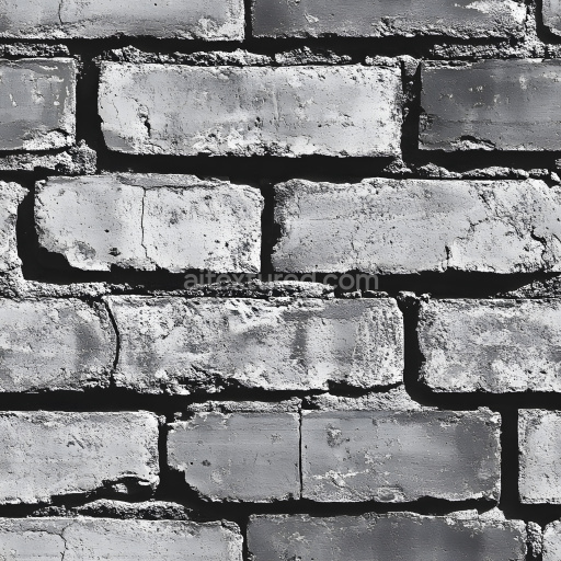 Seamless 3D Cracked Brick Wall PBR Texture with Rough Weathered Surface