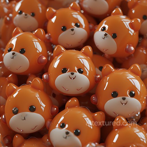 Inflated PBR Texture of Glossy Orange Bear Toy Faces seamless Inflated PBR texture
