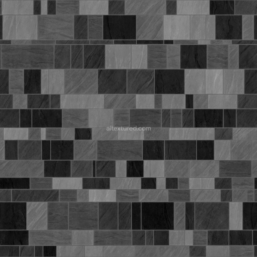 Seamless dark tiles PBR texture for 3D modeling