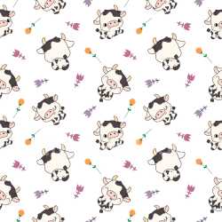 Pattern Bundle - Seamless 3D Pattern PBR Texture Featuring Playful Cartoon Cows and Delicate Floral Motifs texture preview