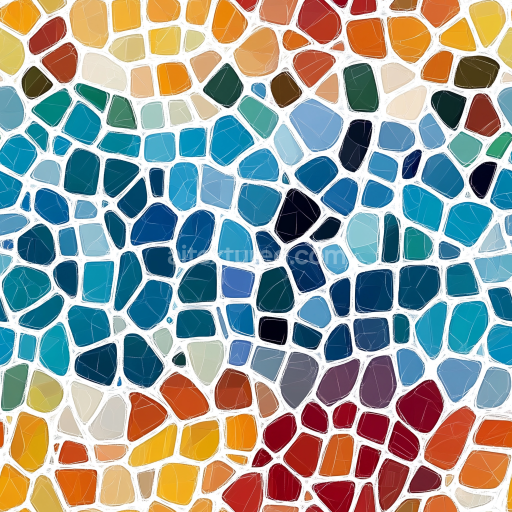 Seamless 3D Mosaic PBR Texture with Multicolor Irregular Ceramic Tiles texture preview