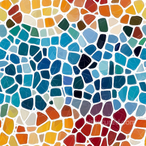 Mosaic PBR Texture with Multicolor Irregular Ceramic Tiles seamless Mosaic PBR texture