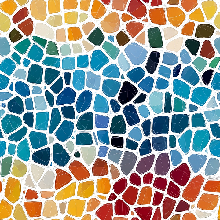 Mosaic with Multicolor Irregular Ceramic Tiles seamless PBR texture preview