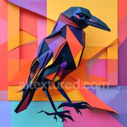 seamless Seamless 3D PBR Texture Featuring Crow Origami Style with Bold Geometric Color Blocks texture 8k free download PBR