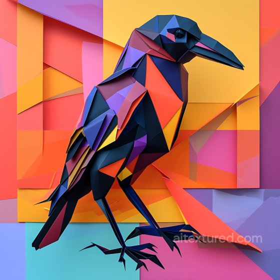 Featuring Crow Origami Style with Bold Geometric Color Blocks Animal texture preview