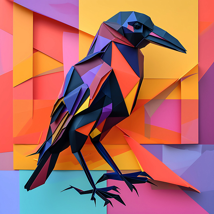 Featuring Crow Origami Style with Bold Geometric Color Blocks seamless PBR texture preview