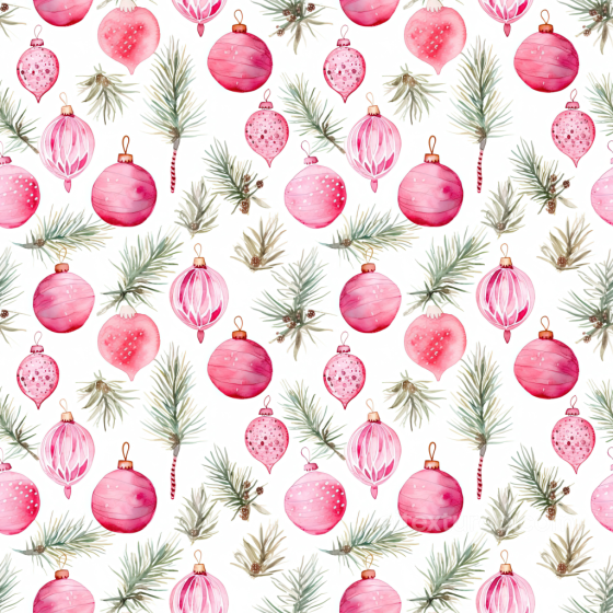 All Christmas Digital paper Texture of Red Watercolor Christmas Ornaments and Pine Branch… All Christmas Digital paper texture preview