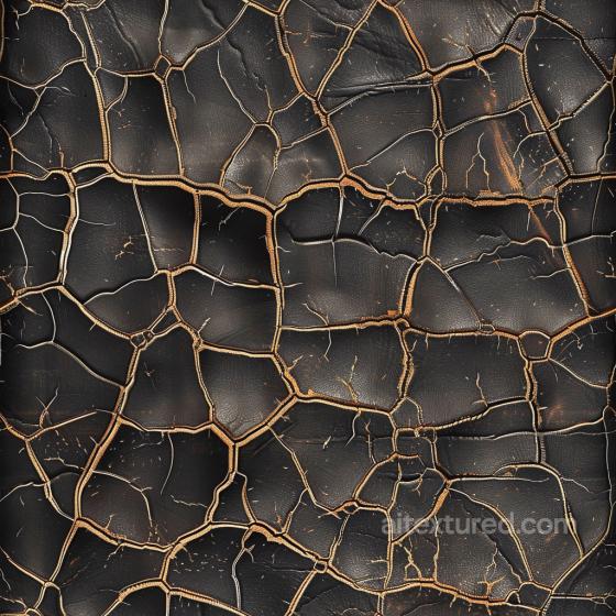 Cracked Black Distressed Leather PBR Texture with Deep Fissures and Aging Details Leather texture preview