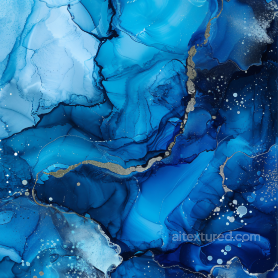Alcohol Ink PBR Texture Featuring Blue and Gold Fluid Swirls Alcohol ink texture preview