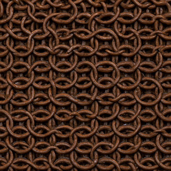 Of Rusted Iron Chainmail With Overlapping Rings seamless PBR texture preview