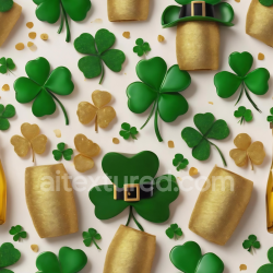 seamless Seamless 3D PBR Texture of St Patrick's Shamrocks and Gold Elements texture 8k free download PBR