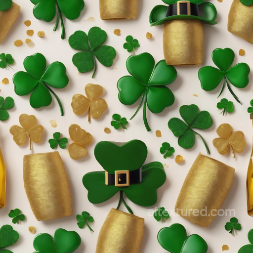 St Patrick Digital Paper Bundle Texture of St Patrick's Shamrocks and Gold Elements seamless St patrick digital paper bundle PBR texture