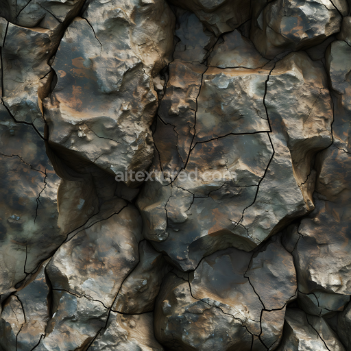 Seamless 3D Cracked Rocky Cliff Wall PBR Texture in Earthy Tones