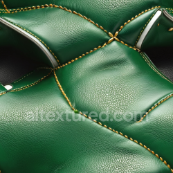 seamless Seamless 3D Quilted Green Leather PBR Texture Featuring Distinct Pebbled Grain and Gold Stitched Panels texture 8k free download PBR