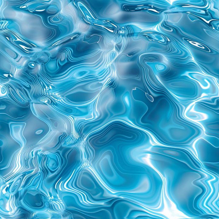 Stylized Flowing Blue Water Surface with Light Ripples seamless PBR texture preview