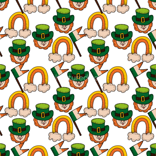 Seamless 3D PBR Texture Featuring St Patrick Digital Paper Icons in Bright Colors