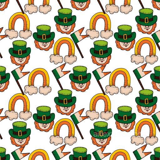 Featuring St Patrick Digital Paper Icons in Bright Colors seamless St patrick digital paper bundle PBR texture