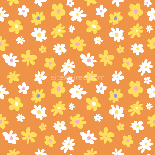 Pattern Bundle - Seamless 3D PBR Pattern Texture Featuring Playful Yellow and White Daisy Motifs on Warm O… texture preview