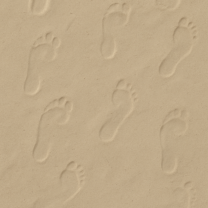 Dry Sand With Footprint Fading And Shallow Human Prints seamless PBR texture preview