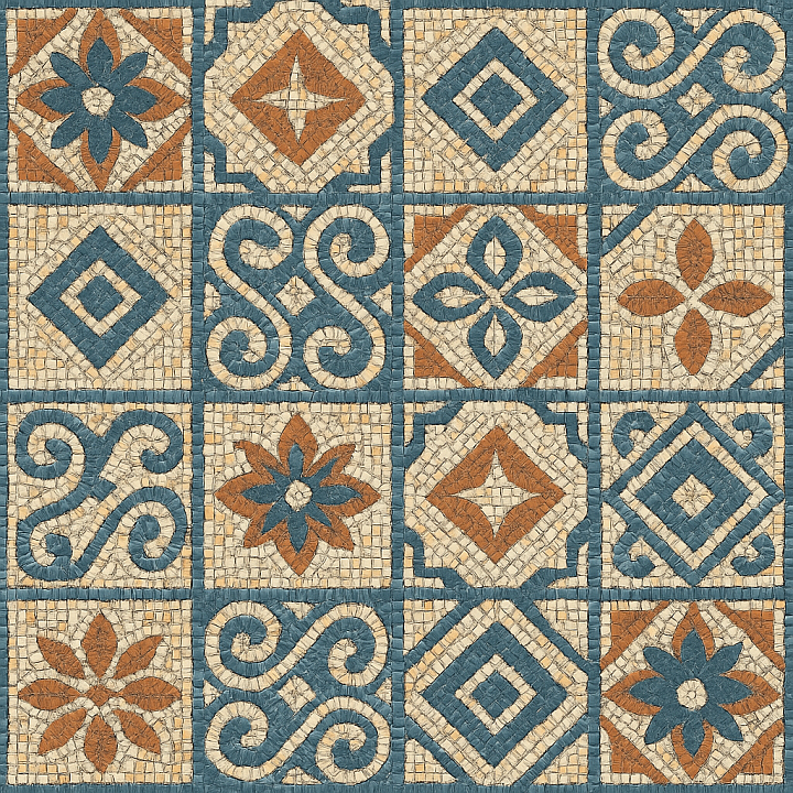 Patterned Mosaic Tile seamless PBR texture preview