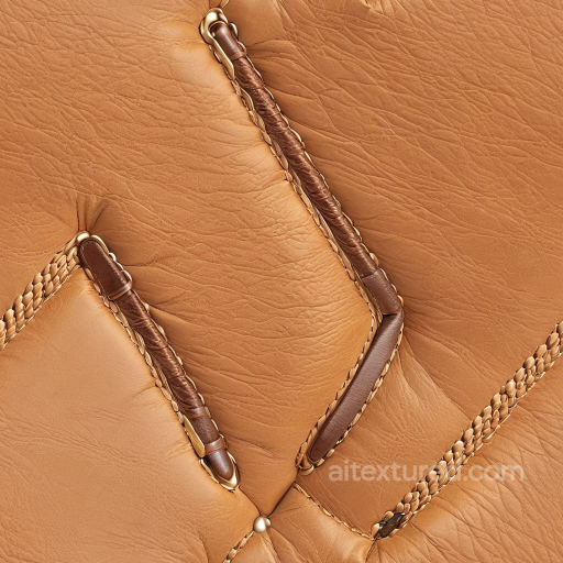 Tan Leather Upholstery PBR Texture with Tufted Stitches and Braided Details seamless Leather PBR texture