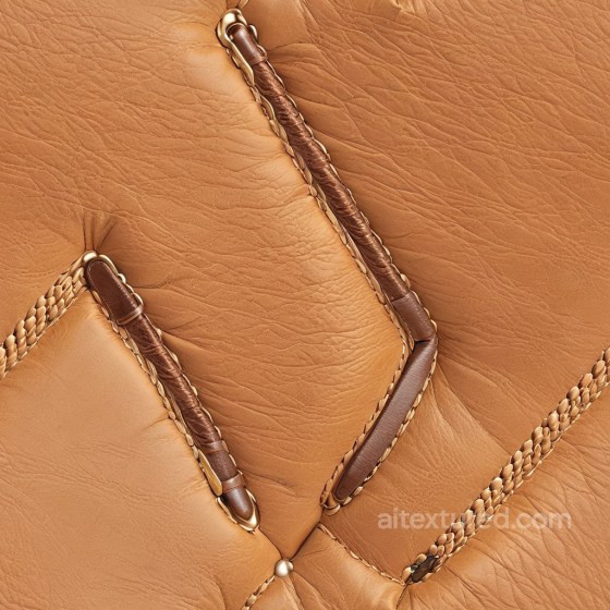 Tan Leather Upholstery PBR Texture with Tufted Stitches and Braided Details Leather texture preview