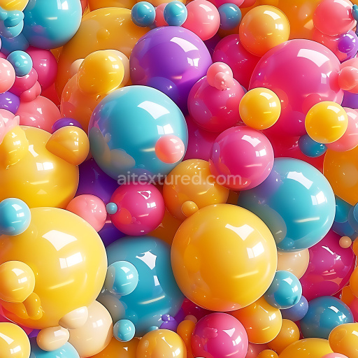 Seamless 3D Inflated PBR Texture with Glossy Multicolor Inflated Spheres